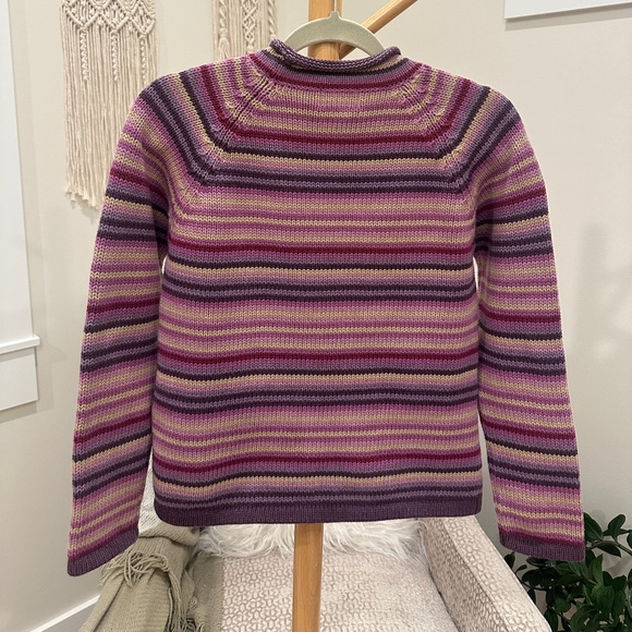 L.L.Bean Striped Cotton Knit Sweater Women’s Small Purple Mauve Pullover - Picture 3 of 3